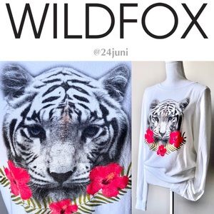 Wildfox Tiger Shirt Top Sweatshirt Small white